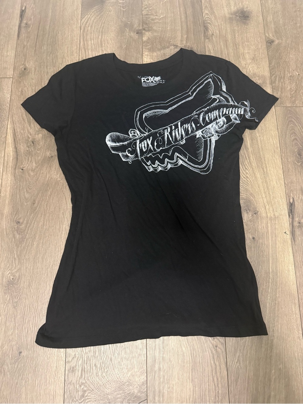 Fox Black Graphic Logo Tee with White Print